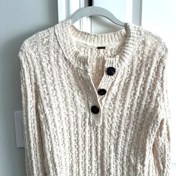 Free People All My Friends Henley Sweater Size: Small Color: Cream - Picture 3 of 8
